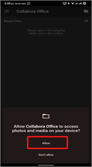 Permitir permisos de acceso al almacenamiento