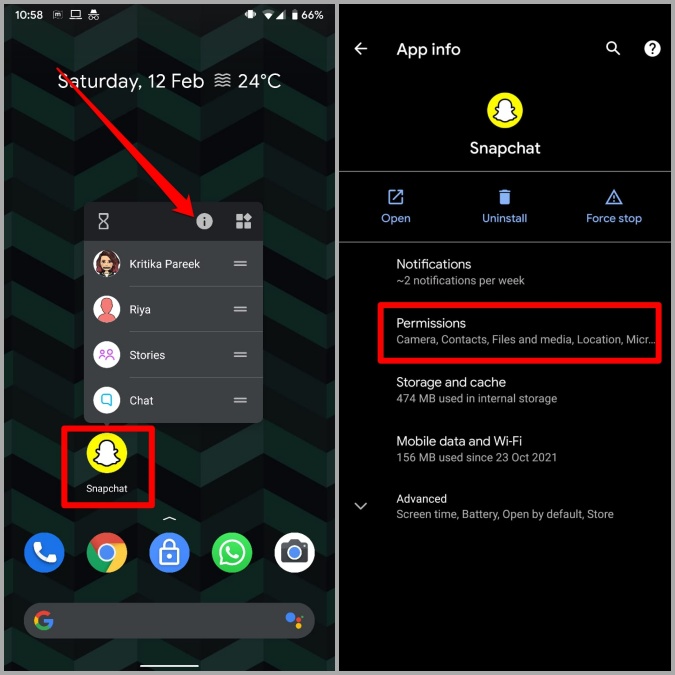 Información de la aplicación Snapchat