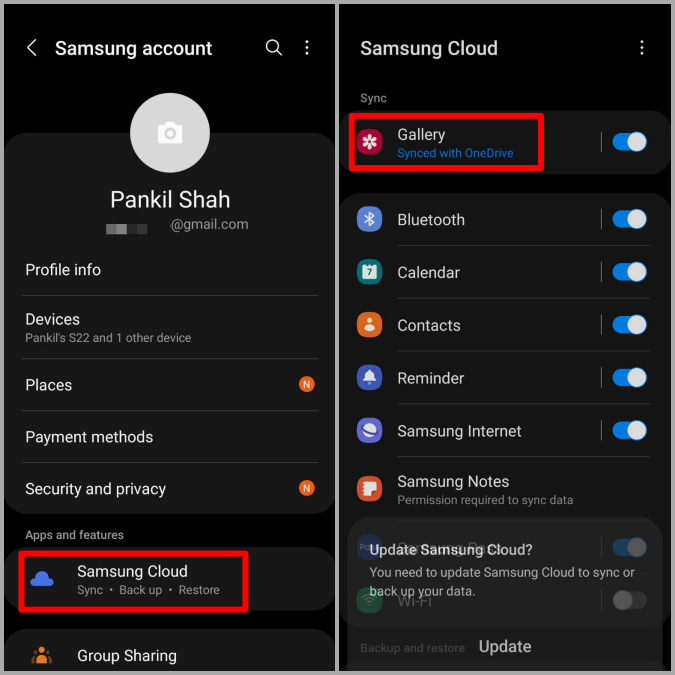 Configuración de la nube de Samsung