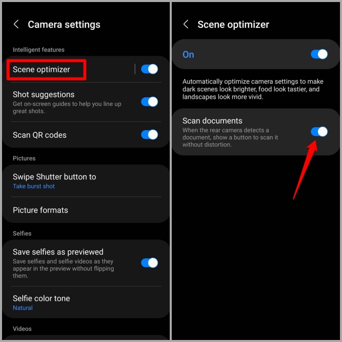 Habilitar documentos de escaneo en el teléfono Samsung