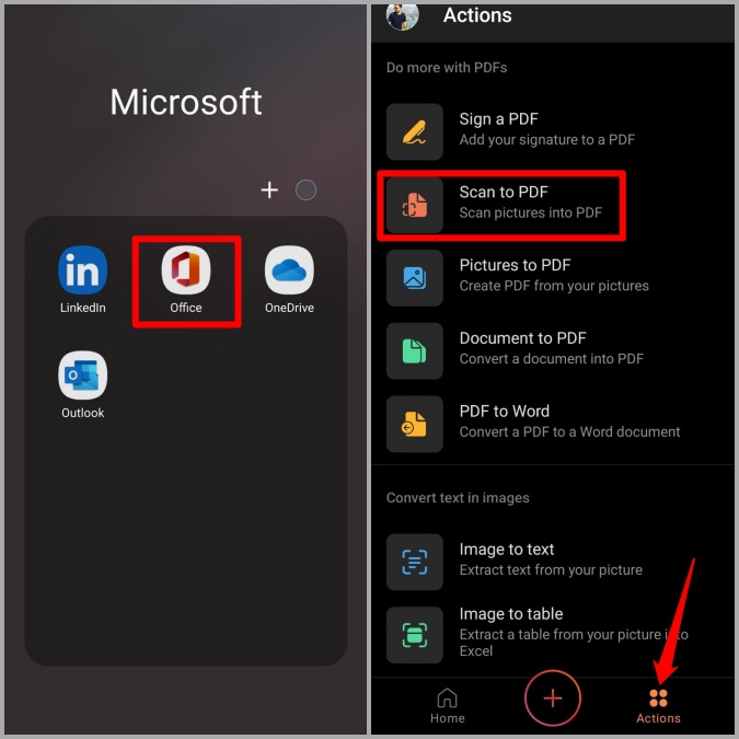 Escanear documentos en la aplicación Microsoft Office
