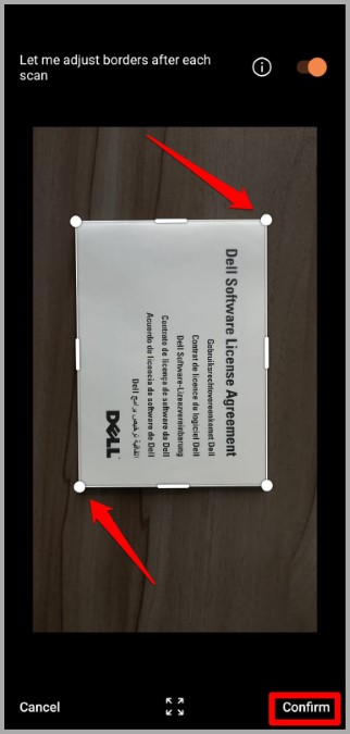 Ajuste el documento escaneado en la aplicación Microsoft Office