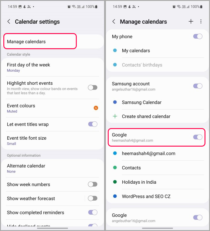 Administrar el calendario en la aplicación del calendario Samsung