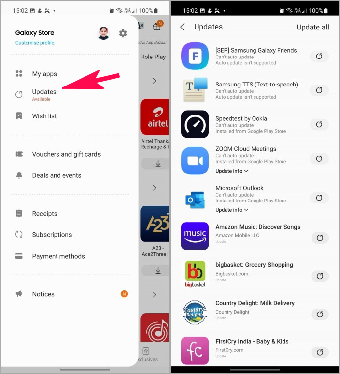 Actualizar el calendario de Samsung