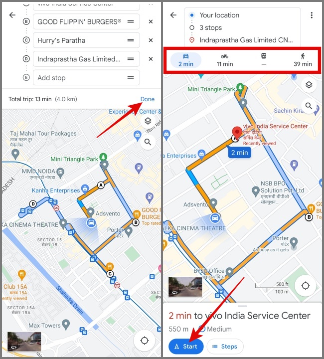 Inicie la navegación con múltiples paradas en Google Maps