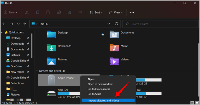 Importar archivos multimedia desde iPhone a Windows