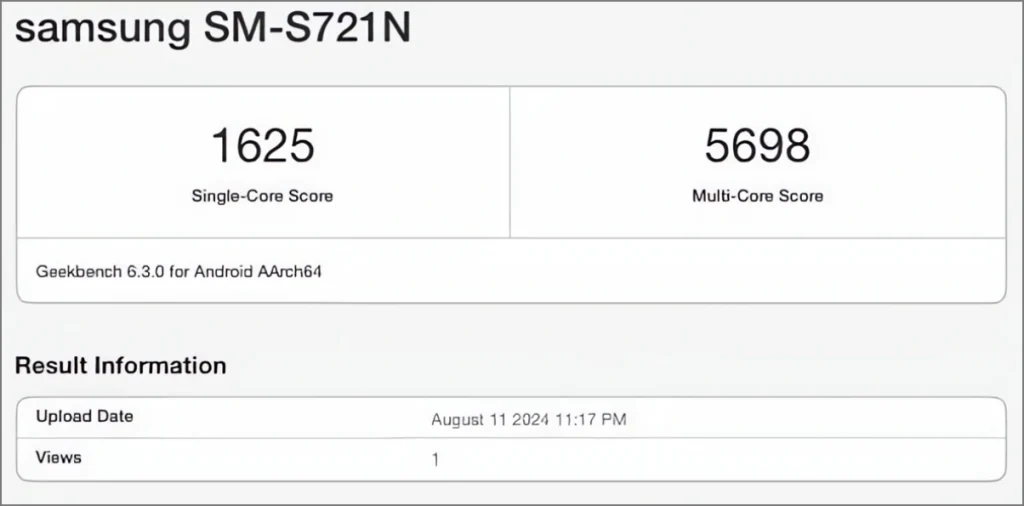 Exynos 2400E Geekbench Benchmark en Galaxy Z Flip 7 Fe