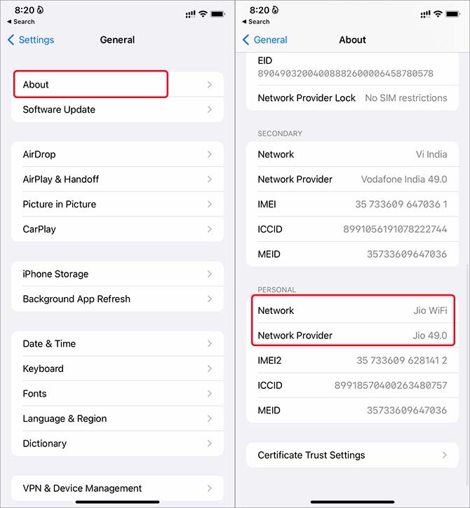 Actualizar la configuración de la red