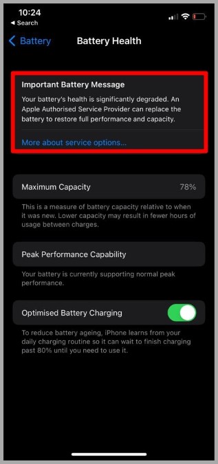 IPhone de salud de la batería