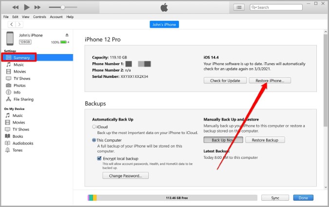 Restaurar iPhone en modo DFU