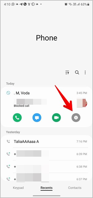 Llamadas recientes de Samsung Desbloque