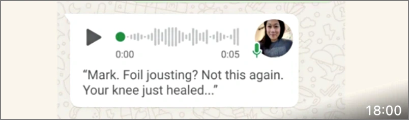 La función de transcripción de nota de voz convierte el mensaje de voz en texto en WhatsApp