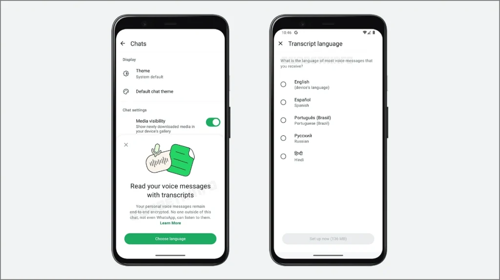 Habilitar la función de transcripción de Note Note para convertir el mensaje de voz en texto en WhatsApp
