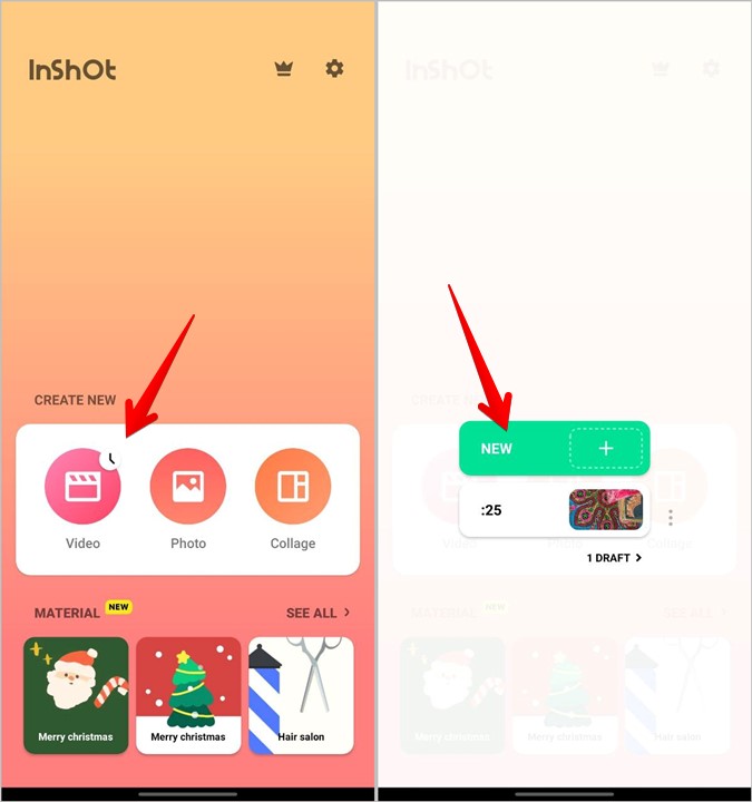 Cambiar la velocidad de video Inshot Seleccione Video