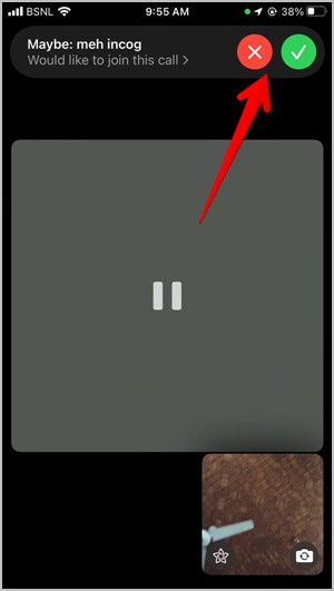 FaceTime Silence Unirse a la solicitud Rechazar a las personas