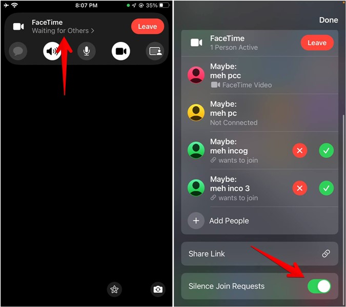 FaceTime Silence Unirse DISTA