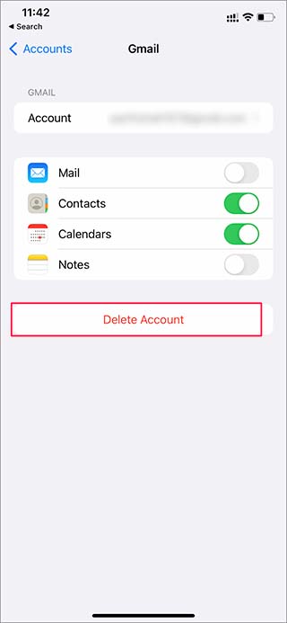 Eliminar la cuenta de Gmail en iPhone