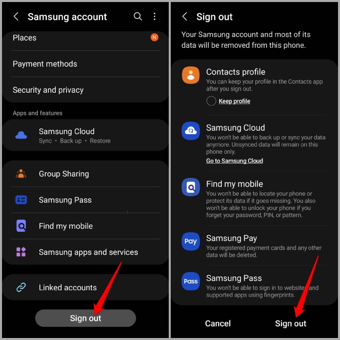 Firme en la aplicación Galaxy Store en el teléfono Samsung