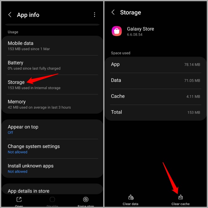 Clear Galaxy Store App Cache en el teléfono Samsung