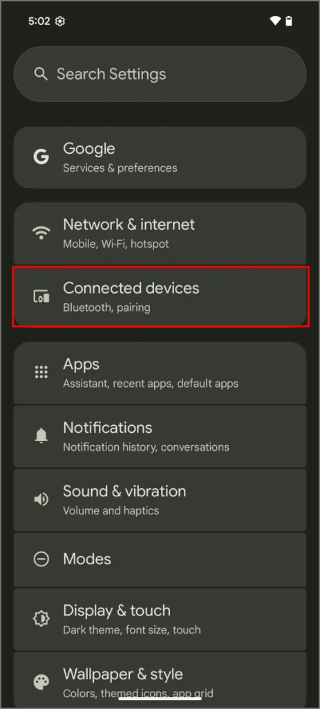 Función de intercambio de audio en la configuración de Android 16