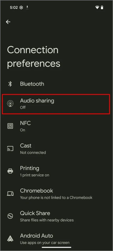 Función de intercambio de audio en la configuración de Android 16