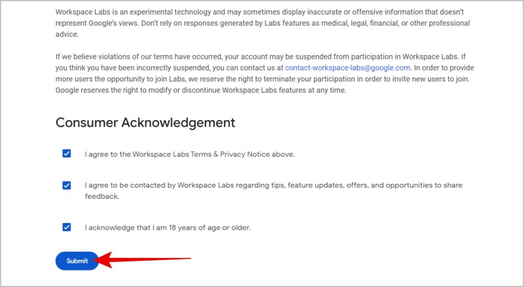 Unirse a Google Workspace Labs