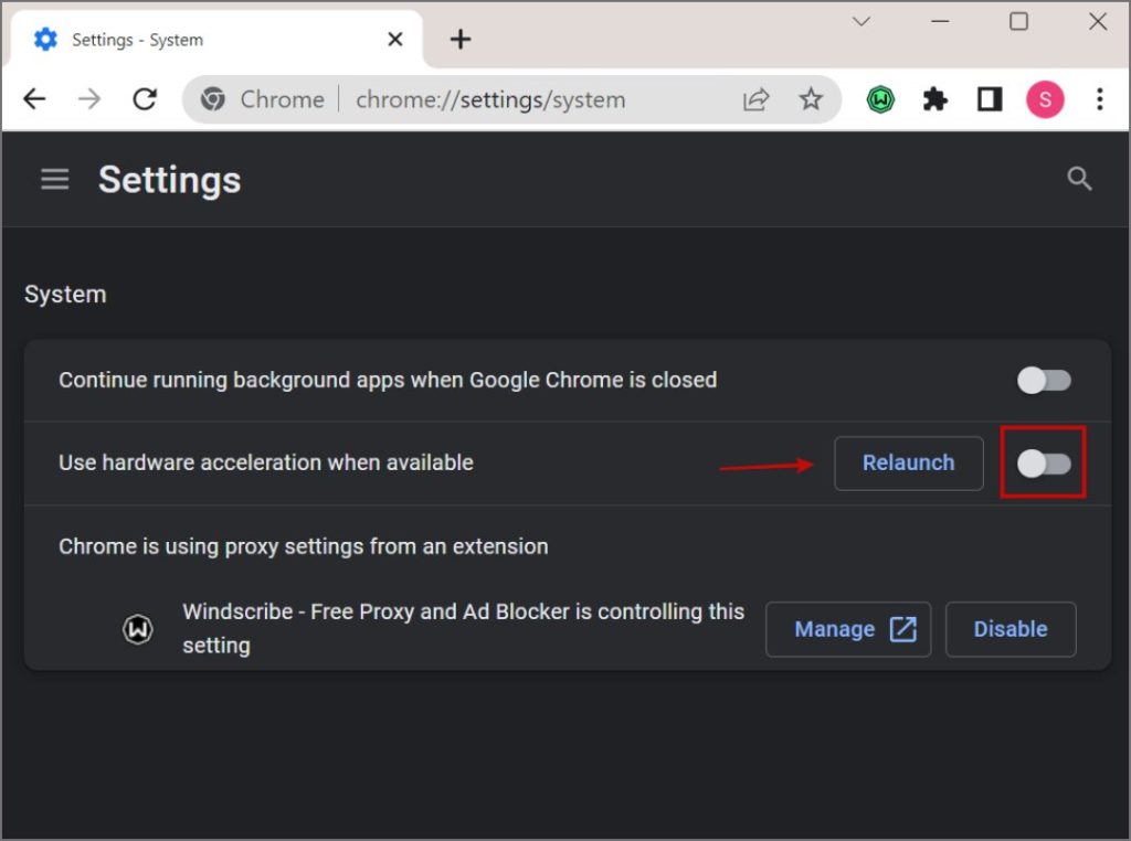 Deshabilitar la aceleración de hardware en Chrome