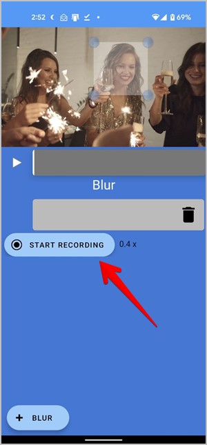Video de blur Android comienza a grabar