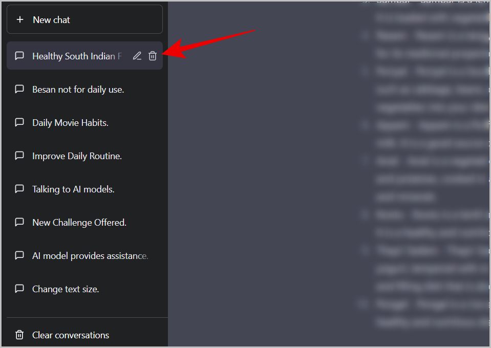 Eliminar la conversación en chatgpt