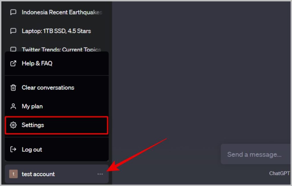 Abrir configuración de chatgpt