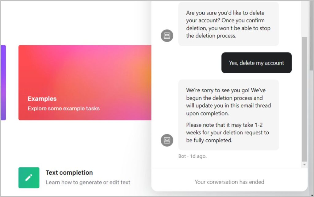La cuenta de chatgpt de Openai eliminada