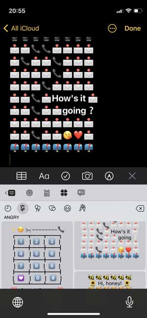 teclado Kika con arte de pared hecho con emoji
