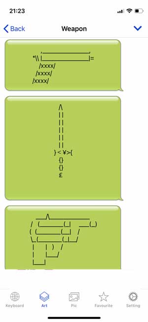 ASCII emoji en burbujas de chat verde