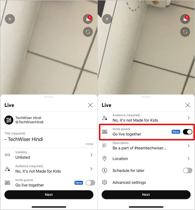 Van a vivir juntos en la aplicación de YouTube