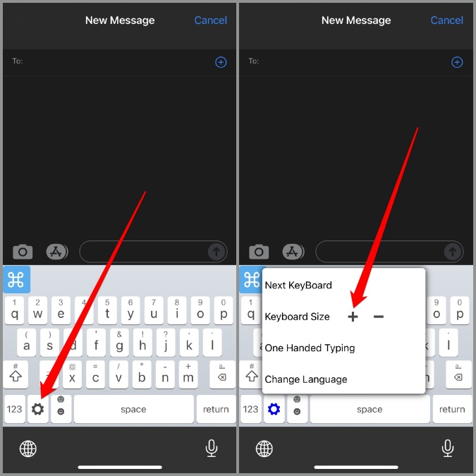 Aumentar el tamaño del teclado en iPhone