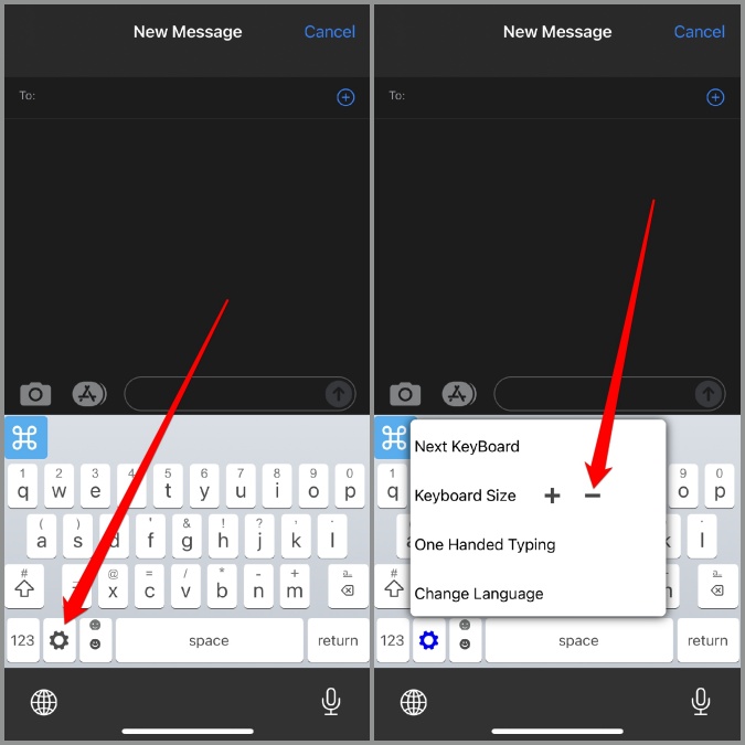 Disminuir el tamaño del teclado en iPhone