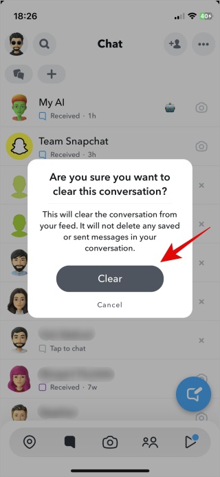 Borrar mi chatbot ai de snapchat chat feed