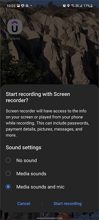 Iniciar grabación de pantalla