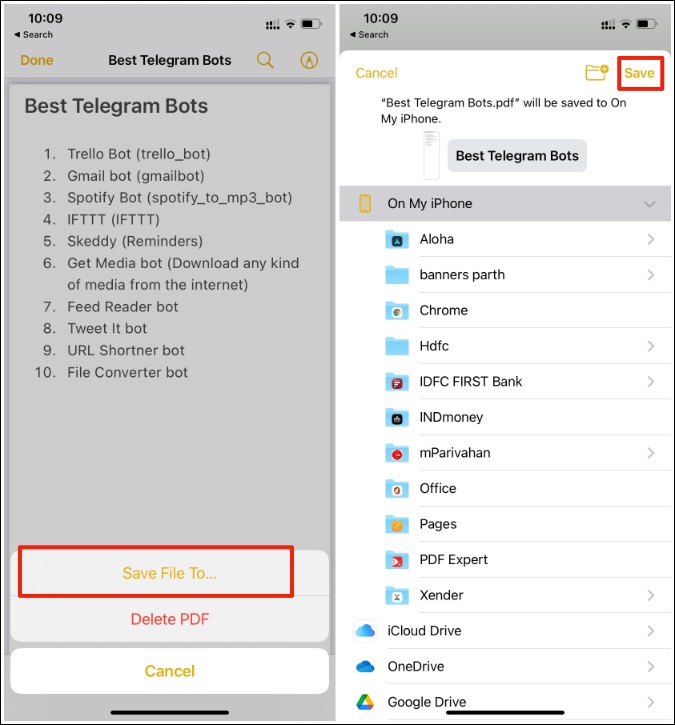 Guardar PDF en iPhone