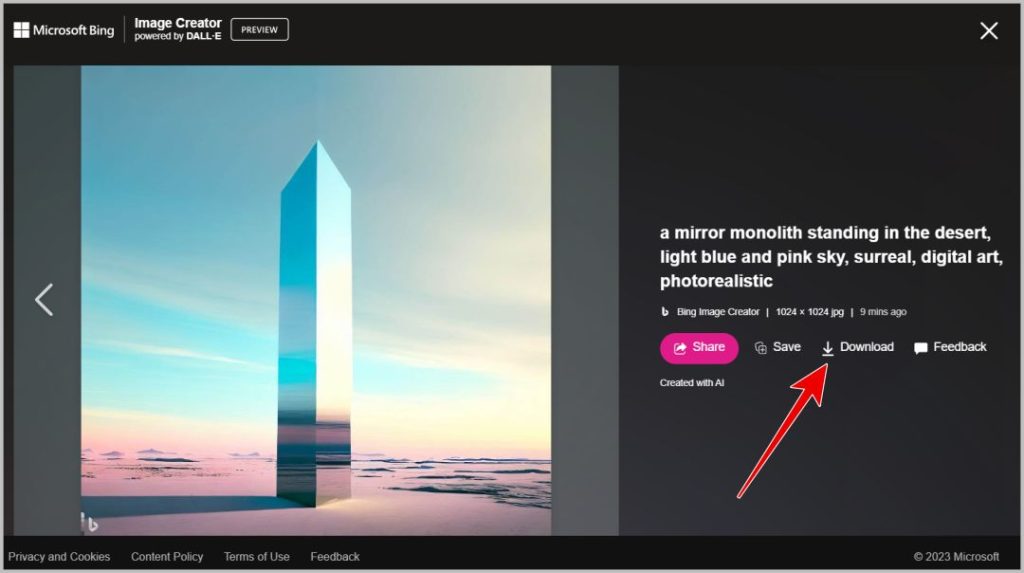 Descargar imagen de Bing Image Creator