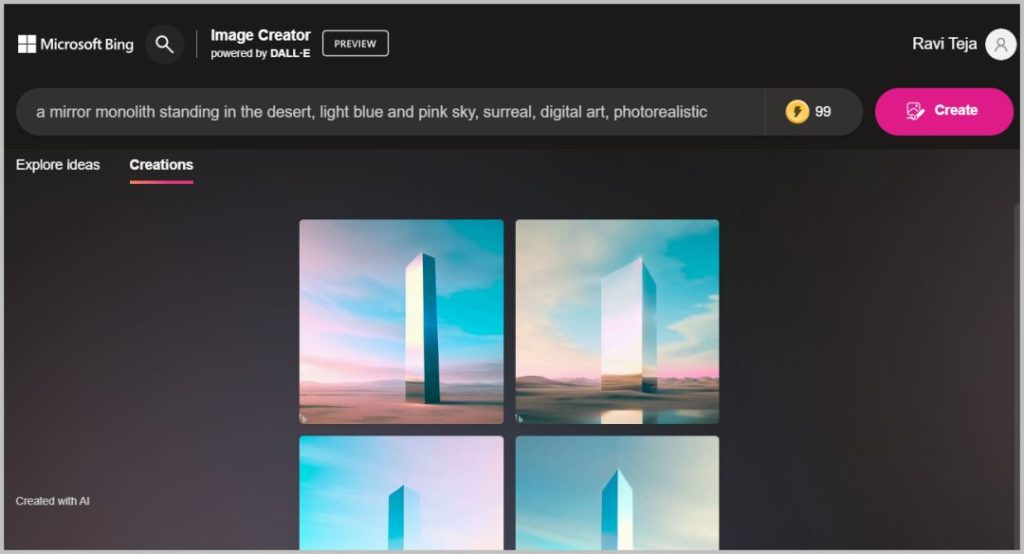 Imágenes creadas con Bing Image Creator