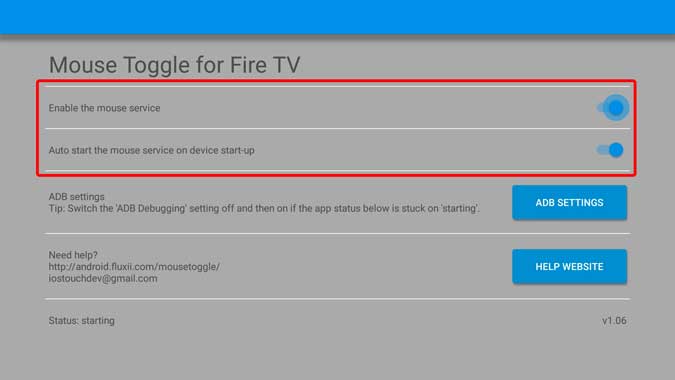Aplicación de alternar mouse en Firestick