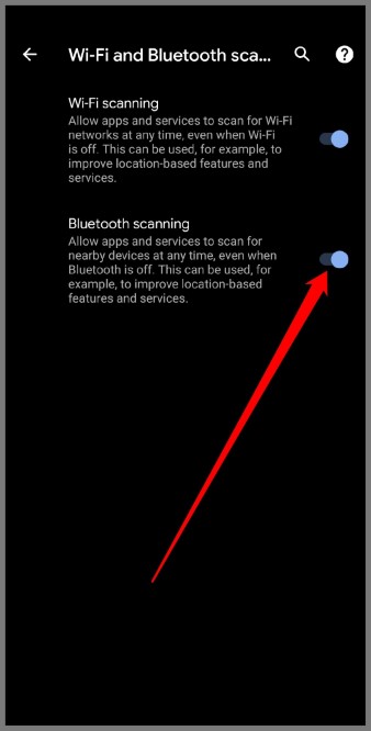 Apague el escaneo de Bluetooth en Android