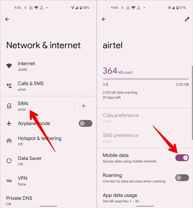 Android 12 apague los datos móviles SIM