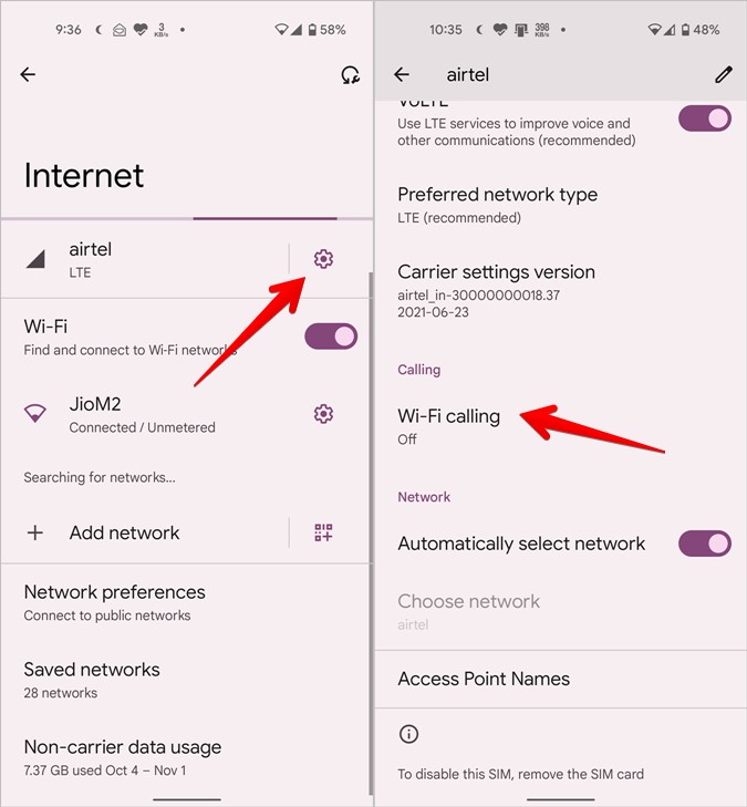 Llamadas Wi-Fi de Android 12