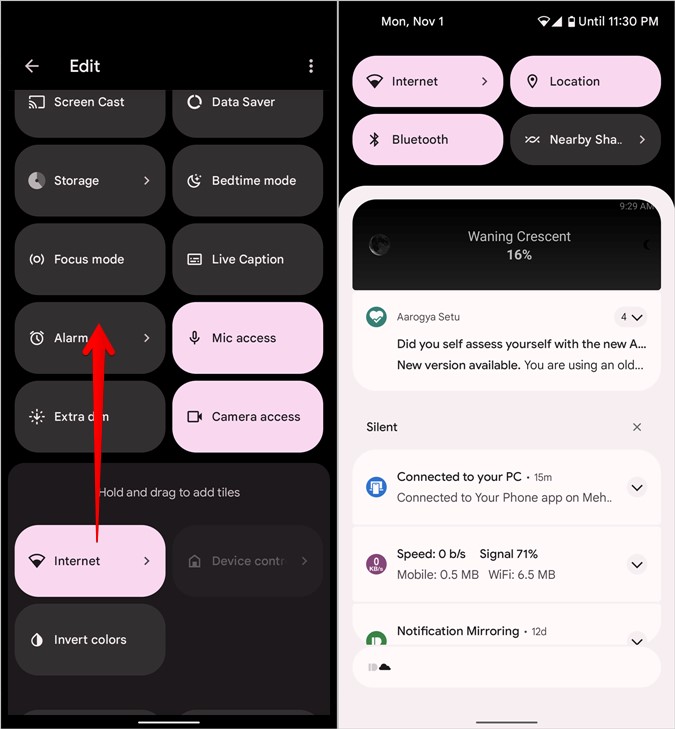Android 12 Azulhe rápido Agregar internet