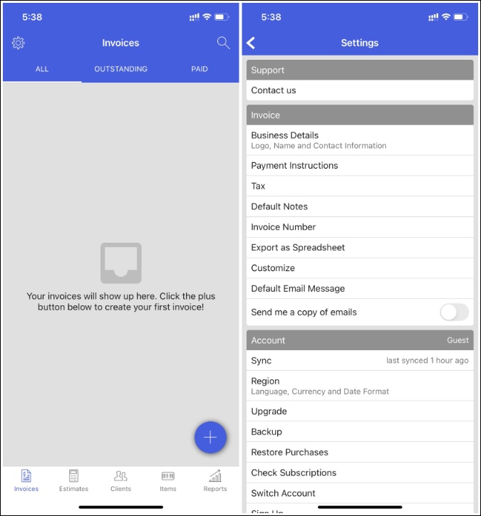 Factura simple para iPhone