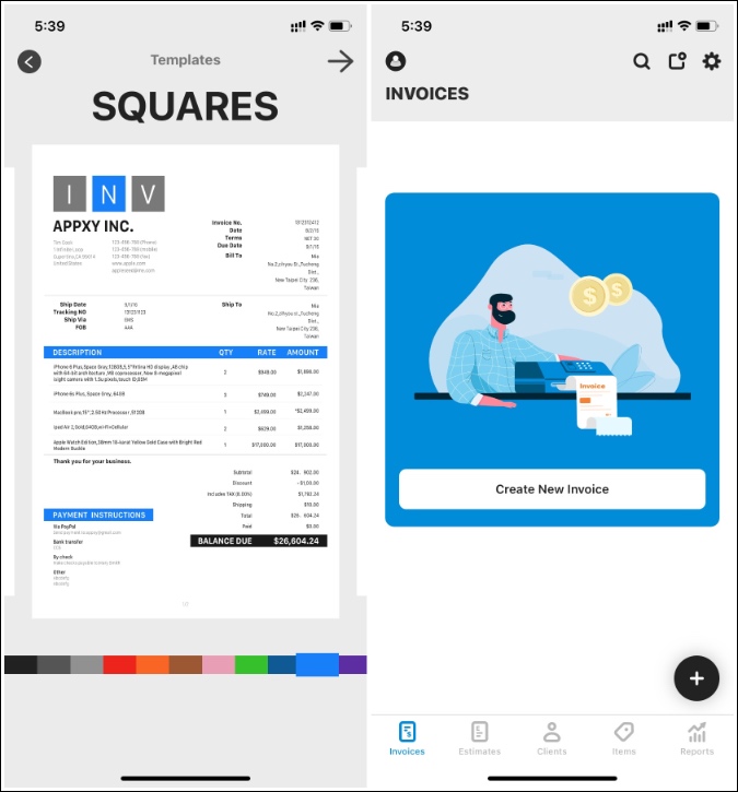pequeña factura para iPhone