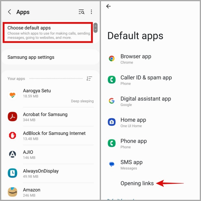 Configuración de aplicaciones predeterminada en Android