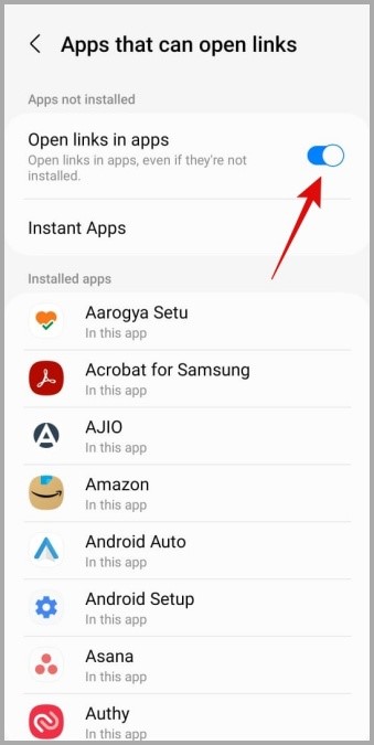 Abra enlaces en aplicaciones en Android